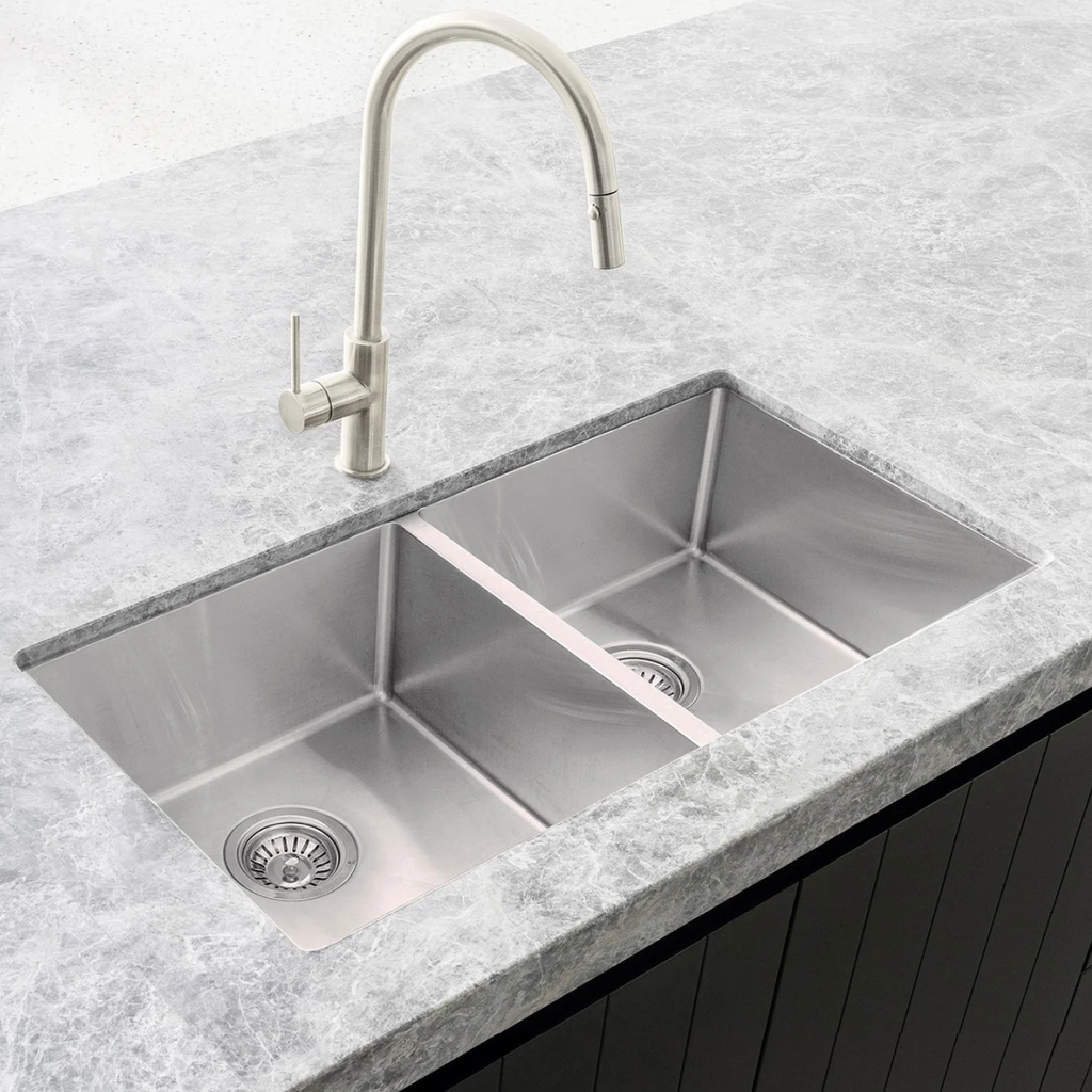 Meir Lavello 760 Double Bowl Sink - Brushed Nickel - MKSP-D760440-PVDBN