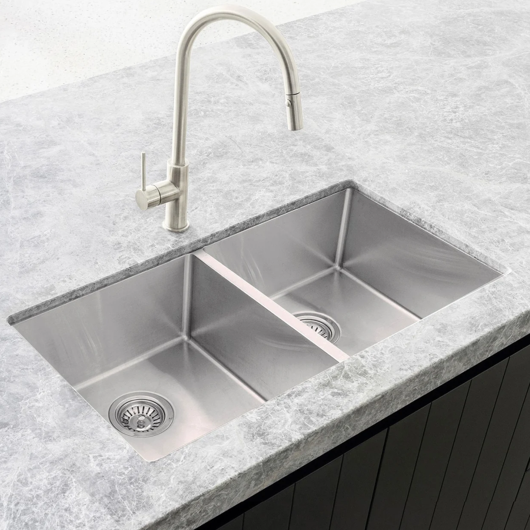Meir Lavello 760 Double Bowl Sink - Brushed Nickel - MKSP-D760440-PVDBN