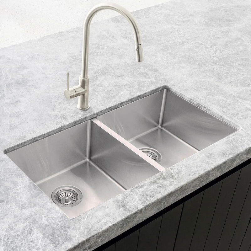 Meir Lavello 760 Double Bowl Sink - Brushed Nickel