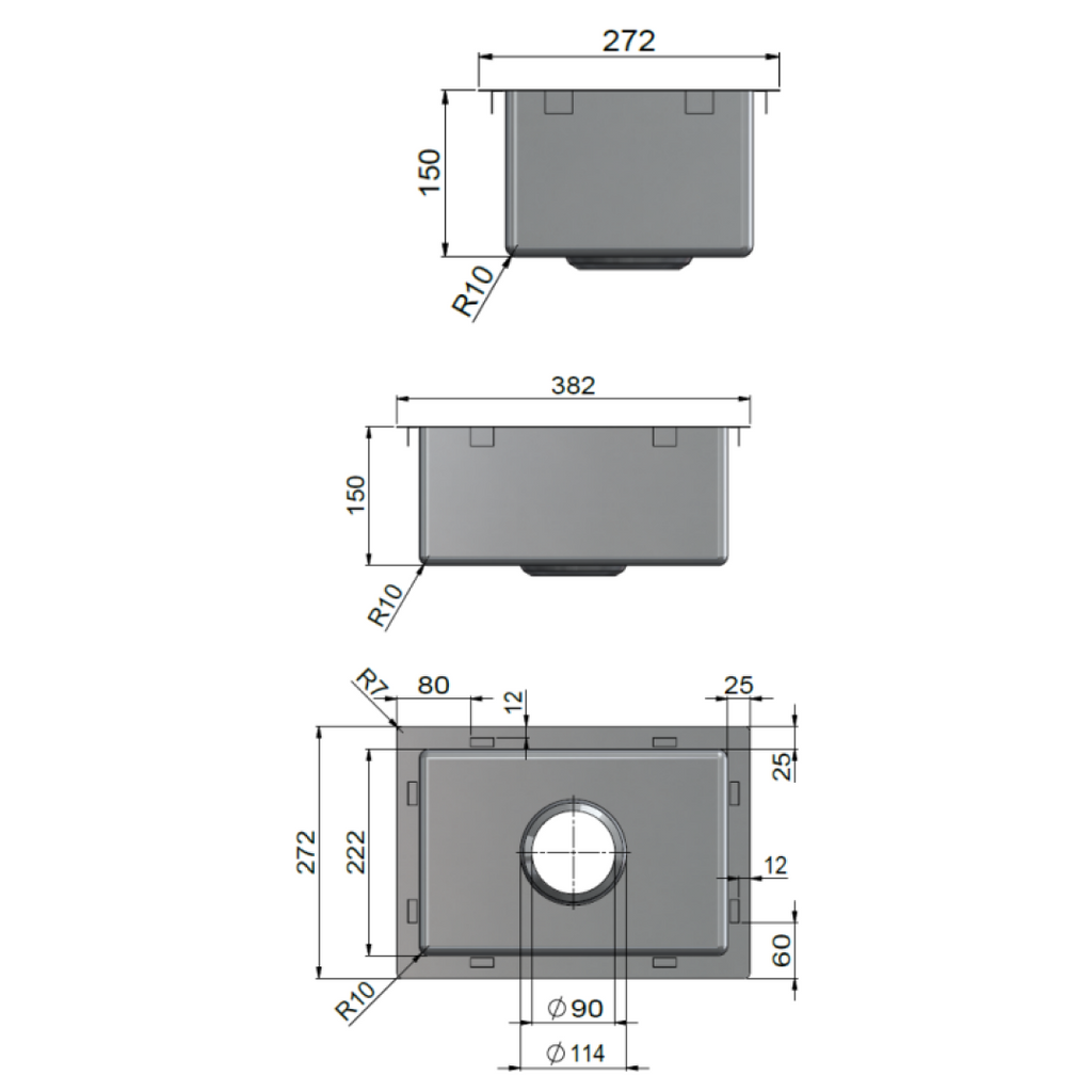 Meir Lavello 380 Single Bowl Bar Sink - Brushed Nickel - MKSP-S322222-PVDBN