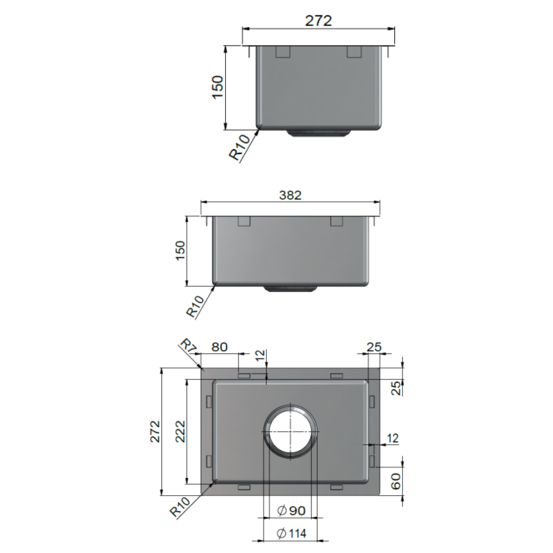 Meir Lavello 380 Single Bowl Bar Sink - Brushed Nickel - MKSP-S322222-PVDBN
