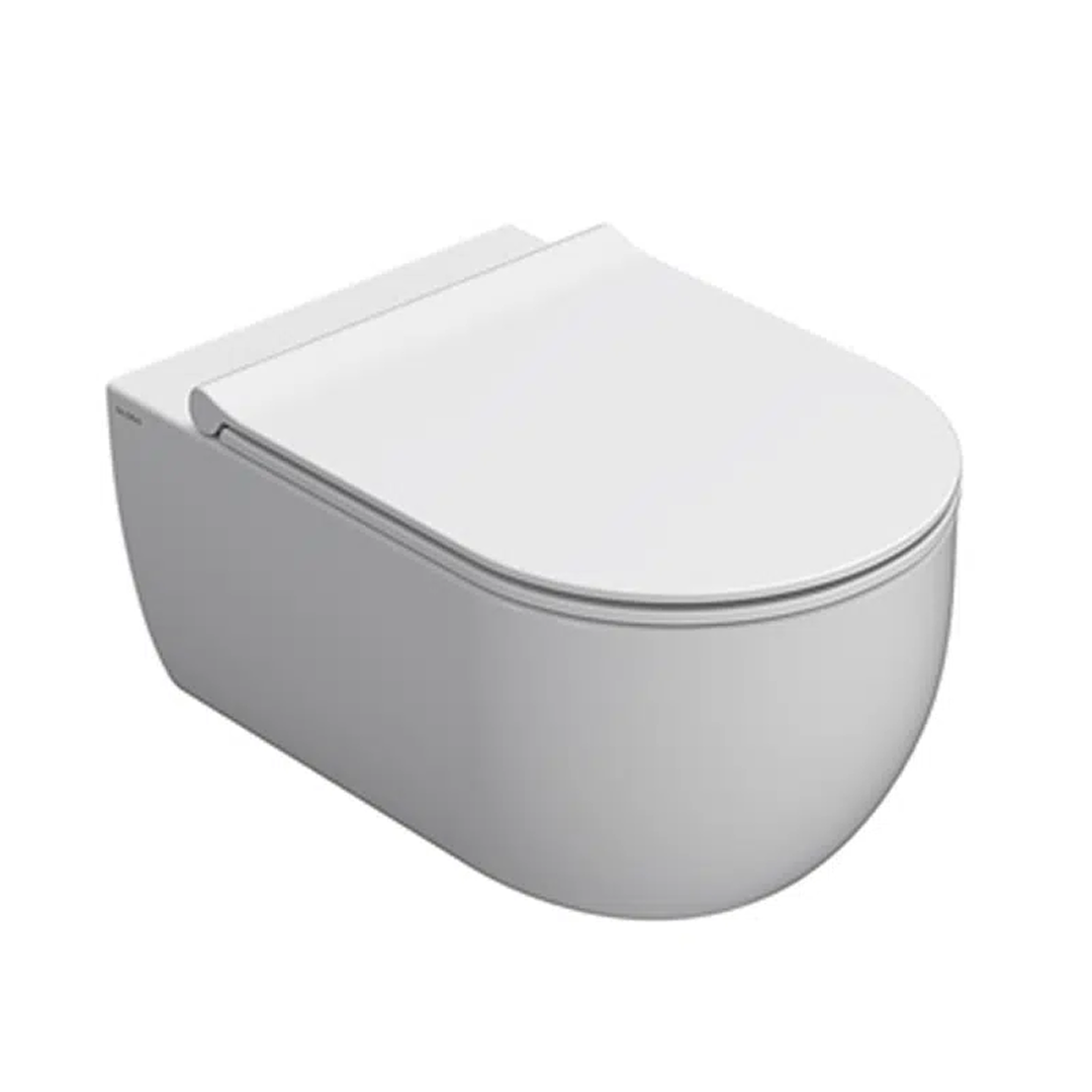 Globo Mode SenzaBrida Wall Hung Pan & Soft Close Seat - Matte White - MODEWHBO