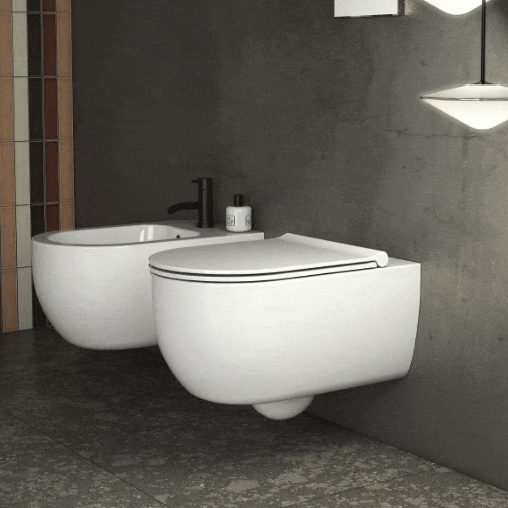 Globo Mode SenzaBrida Wall Hung Pan & Soft Close Seat - Matte White - MODEWHBO