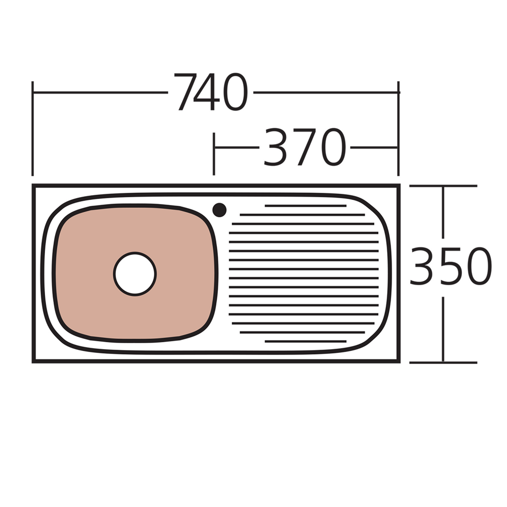 Oliveri Martini Single Bowl Left Hand Sink with Drainer - 1 Tap Hole MR501 - MR501 1TH