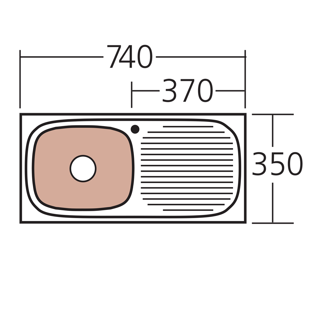 Oliveri Martini Single Bowl Left Hand Sink with Drainer - 1 Tap Hole MR501 - MR501 1TH
