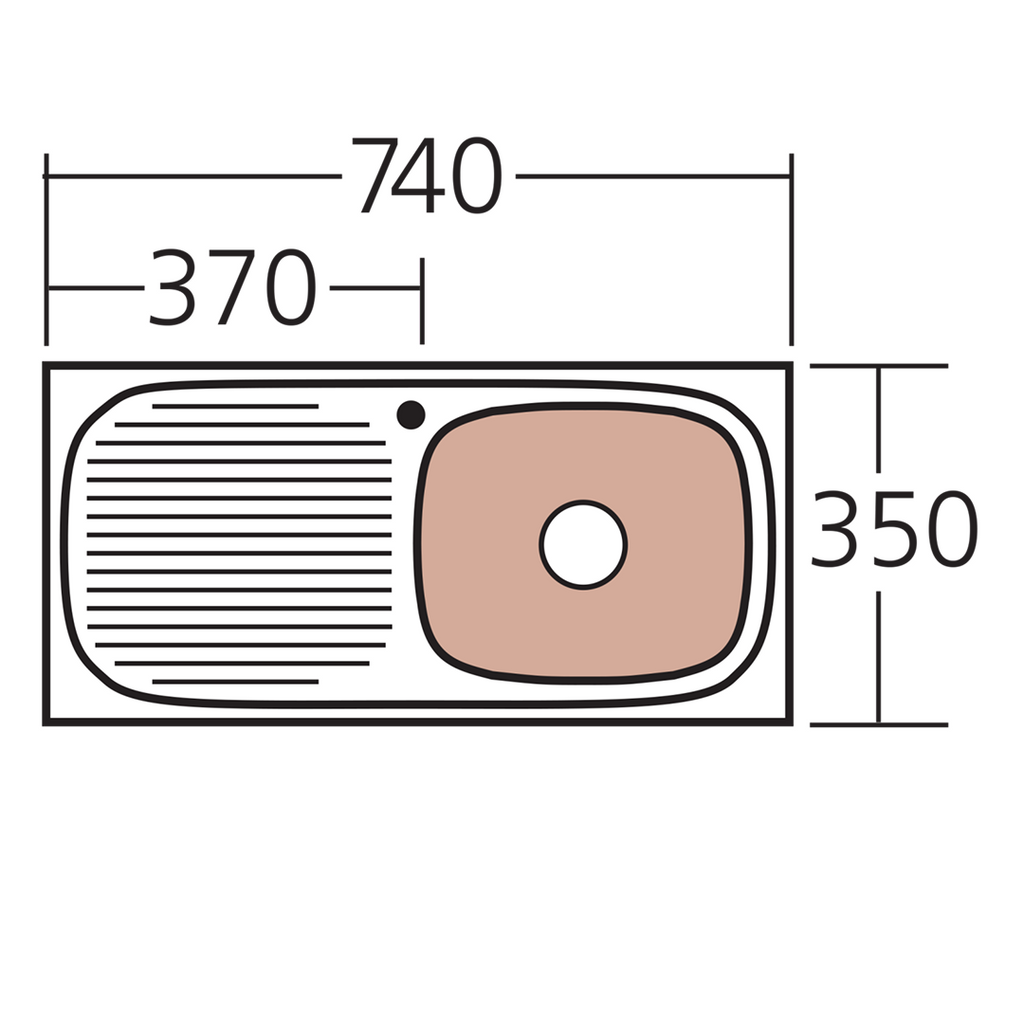 Oliveri Martini Single Bowl Right Hand Sink with Drainer - 1 Tap Hole MR502 - MR502 1TH