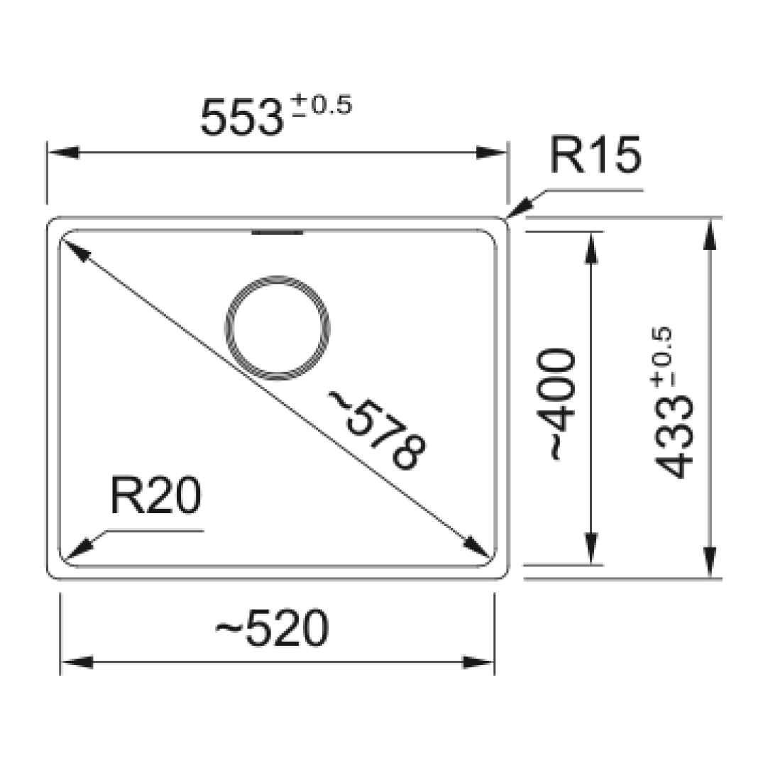 Franke Maris MRG110-52ON-B Undermount Single Bowl 520mm - Onyx - MRG11052ONB