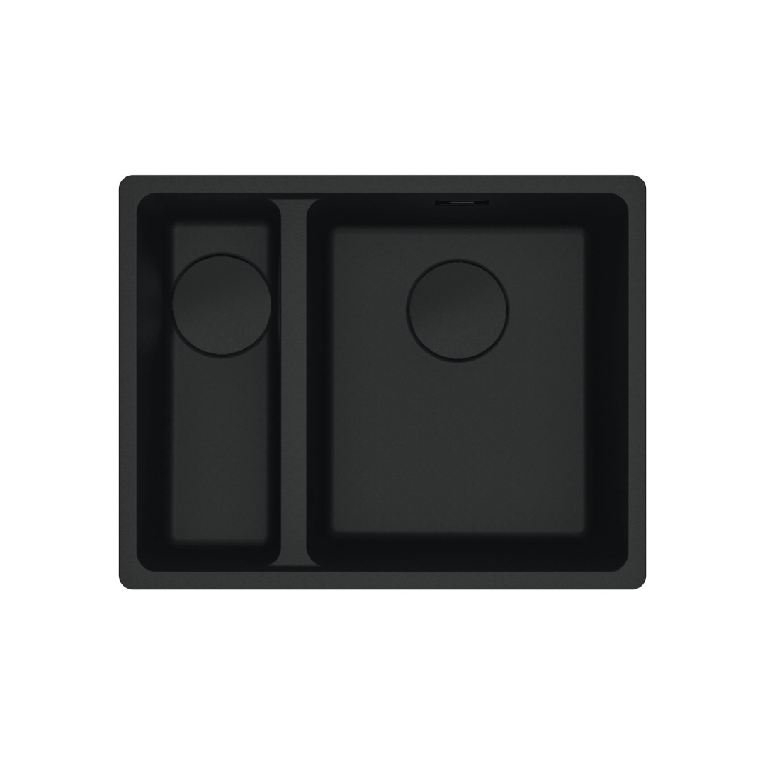 Franke Maris Undermount 1 & 1/2 Left Bowl Sink - MRG160SBLMB-B Matte Black - MRG160SBLMBB