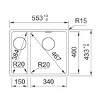 Franke Maris Undermount 1 & 1/2 Left Bowl Sink - MRG160SBLSG-B Stone Grey - MRG160SBLSGB