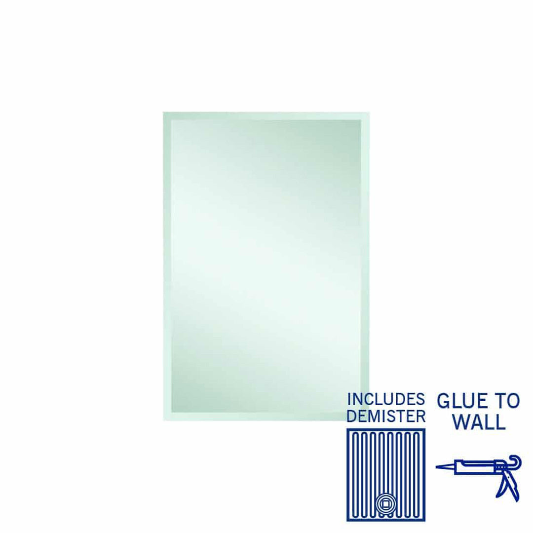 Thermogroup Montana Rectangle 25mm Bevel Edge Mirror - 600x900mm Glue-to-Wall and Demister - MS6090GTD
