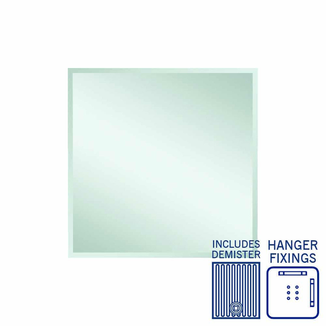 Thermogroup Montana Rectangle 25mm Bevel Edge Mirror - 900x900mm with Hangers and Demister - MS9090HND