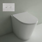 Studio Bagno Manhattan MAN002 Gloss White Wall Faced Pan including Oli 74 (Pneumatic) Cistern & Brushed Stainless Steel Button - MAN002 + 601602/PN + OL093399