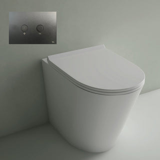 Studio Bagno Manhattan MAN002 Gloss White Wall Faced Pan including Oli 74 (Pneumatic) Cistern & Matte Black Button - MAN002 + 601602/PN + OL0878490