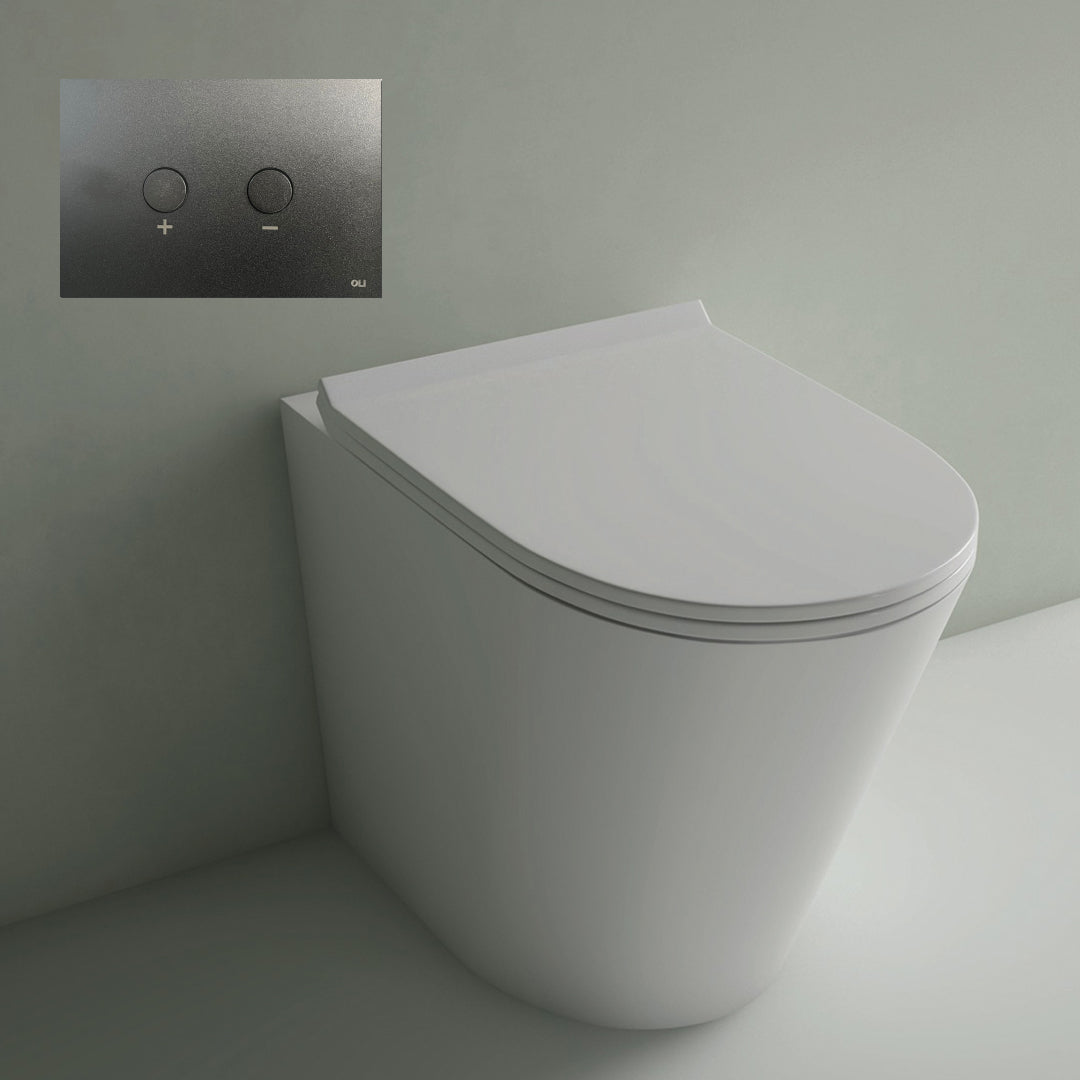 Studio Bagno Manhattan MAN002 Gloss White Wall Faced Pan including Oli 74 (Pneumatic) Cistern & Matte Black Button - MAN002 + 601602/PN + OL0878490