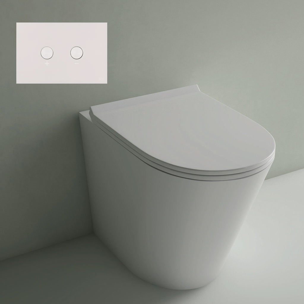 Studio Bagno Manhattan MAN002 Matte White Wall Faced Pan including Oli 74 (Pneumatic) Cistern & Matte White Button - MAN002/MW + 601602/PN + OL0216622
