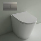 Studio Bagno Manhattan Matte White Wall Faced Pan Including OLI 74 (Mechanical) Cistern & Button - Brushed Stainless Steel Button - MAN002/MW + 601602/MC + OL057141