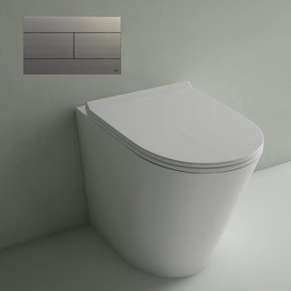 Studio Bagno Manhattan Matte White Wall Faced Pan Including OLI 74 (Mechanical) Cistern & Button - Brushed Stainless Steel Button - MAN002/MW + 601602/MC + OL057141