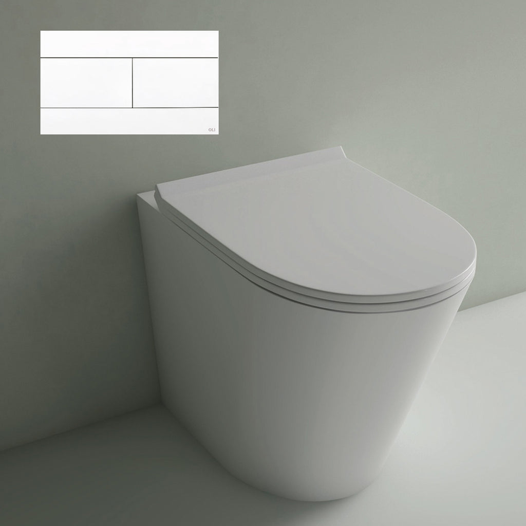Studio Bagno Manhattan Matte White Wall Faced Pan Including OLI 74 (Mechanical) Cistern & Button - Matte White Button - MAN002/MW + 601602/MC + OL0659042
