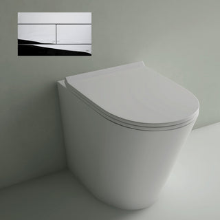 Studio Bagno Manhattan Matte White Wall Faced Pan Including OLI 74 (Mechanical) Cistern & Button - Polished Chrome Button - MAN002/MW + 601602/MC + OL0659044