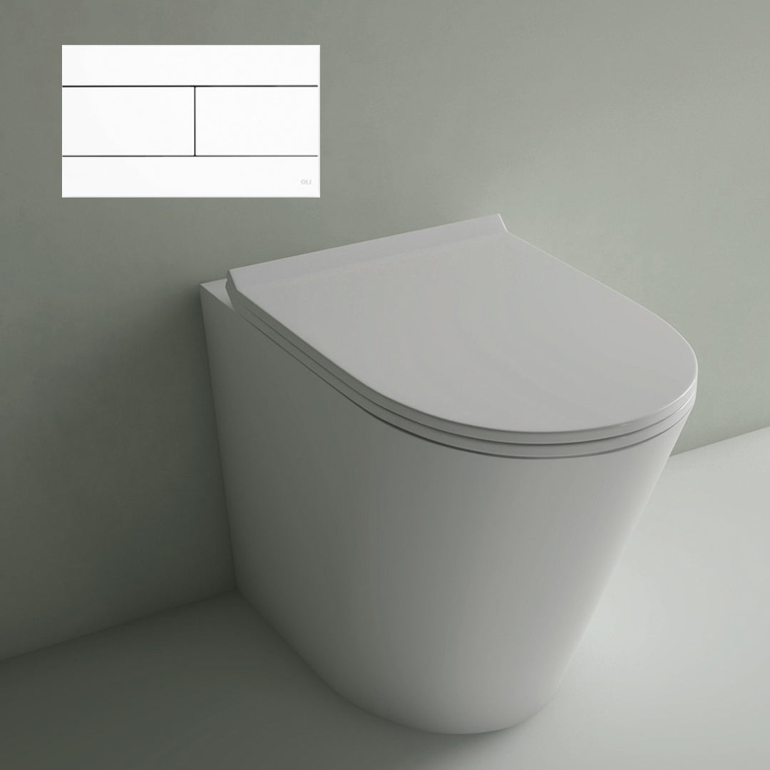 Studio Bagno Manhattan Matte White Wall Faced Pan Including OLI 74 (Mechanical) Cistern & Button - White Button - MAN002/MW + 601602/MC + OL0659041