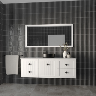Marquis Chateau 1500mm Wall Hung Vanity - Matte White - Chateau 9 + Paco Matte Basin