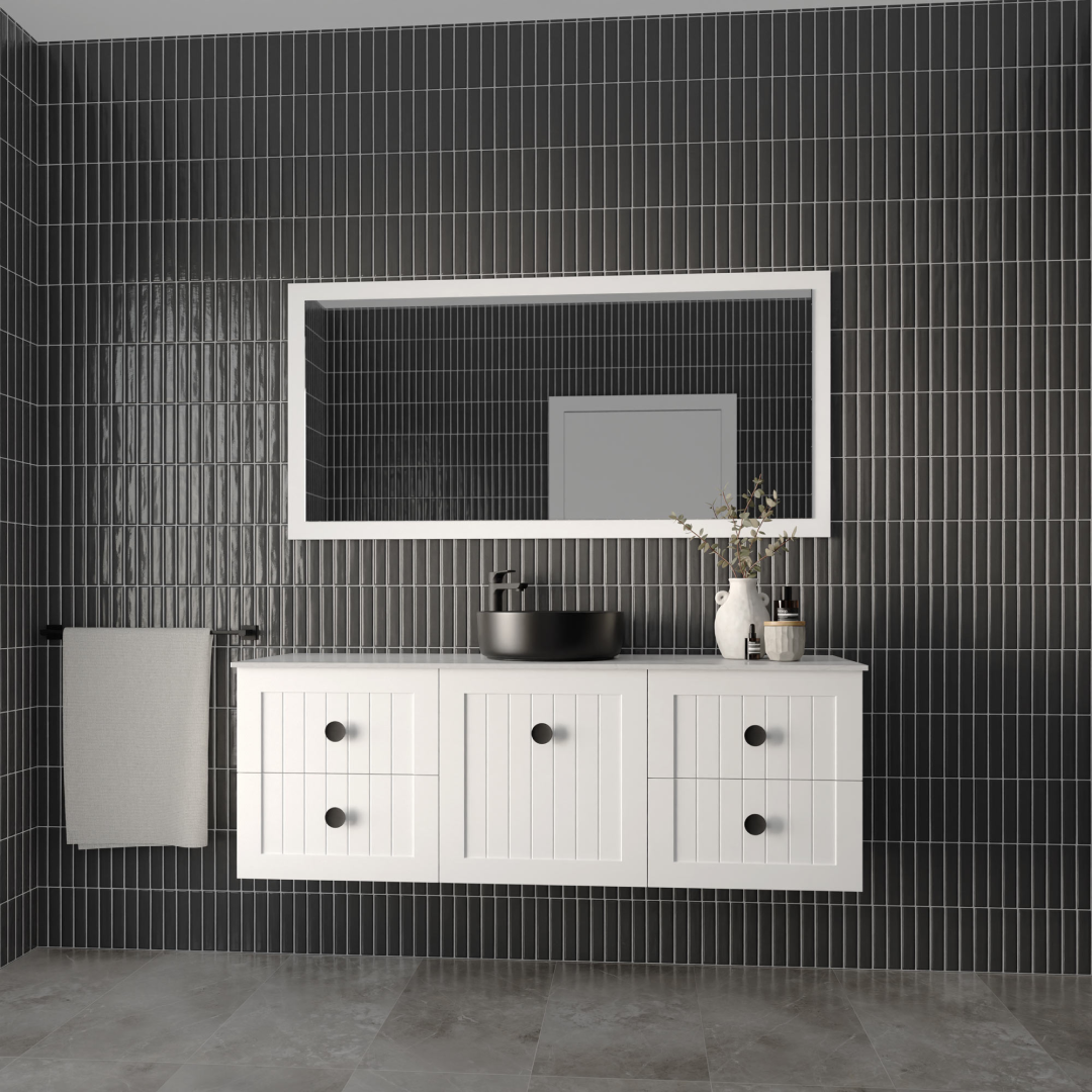 Marquis Chateau 1500mm Wall Hung Vanity - Matte White - Chateau 9 + Paco Matte Basin