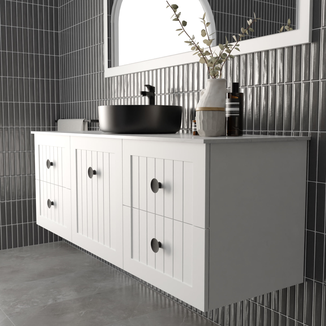 Marquis Chateau 1500mm Wall Hung Vanity - Matte White - Chateau 9 + Paco Matte Basin