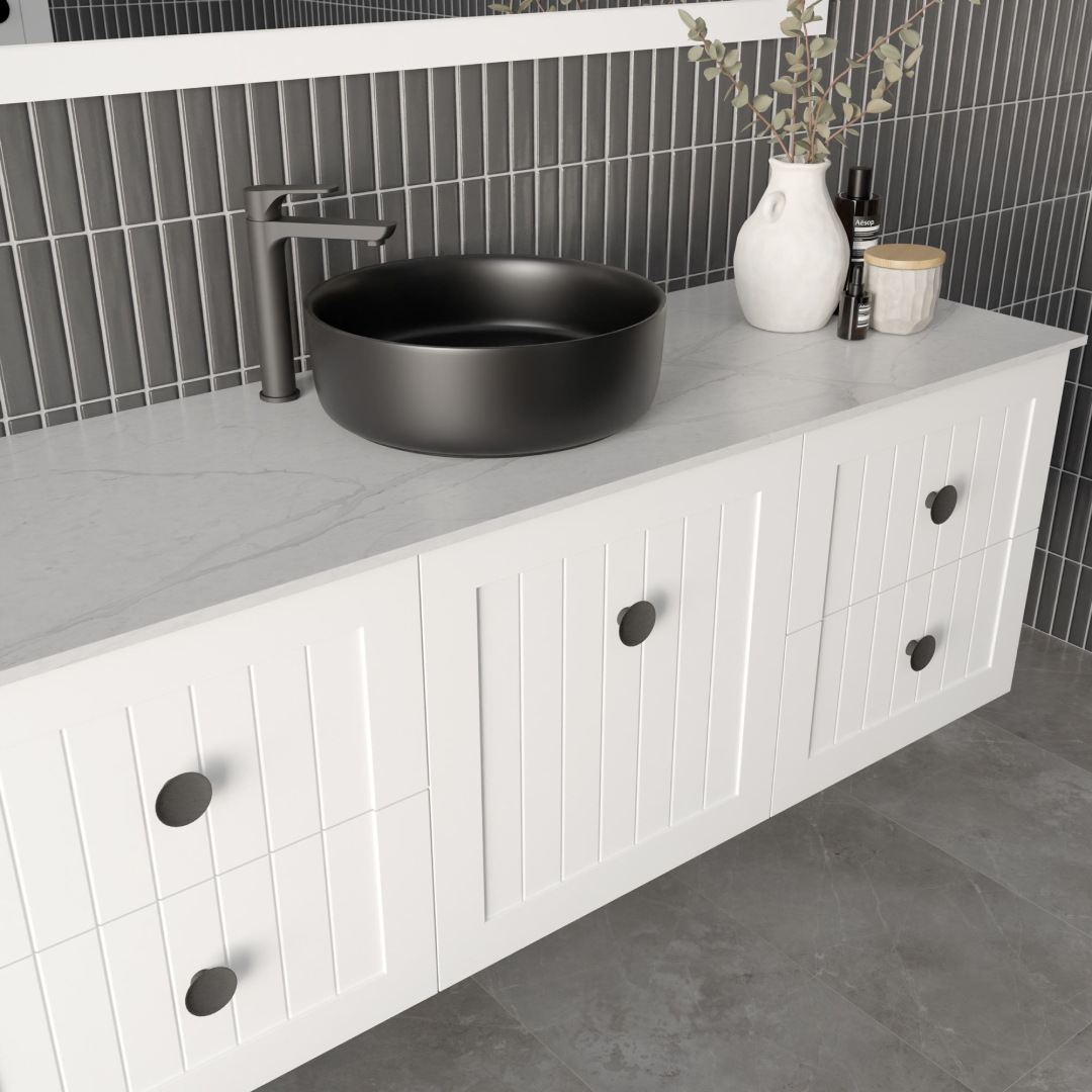 Marquis Chateau 1500mm Wall Hung Vanity - Matte White - Chateau 9 + Paco Matte Basin