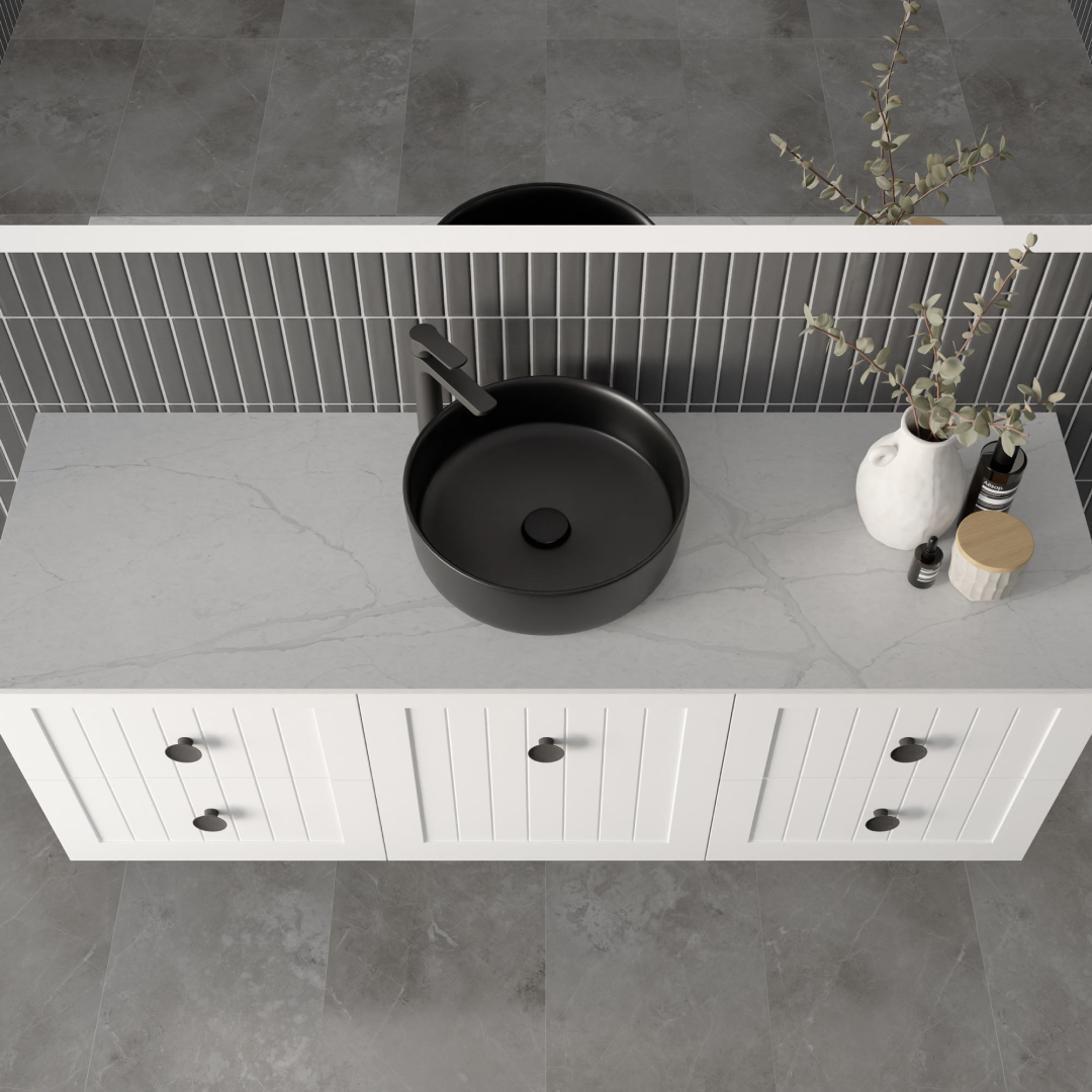 Marquis Chateau 1500mm Wall Hung Vanity - Matte White - Chateau 9 + Paco Matte Basin