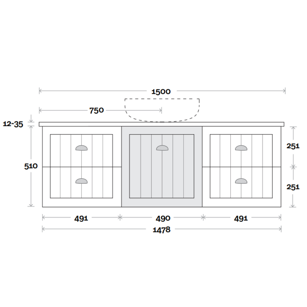 Marquis Chateau 1500mm Wall Hung Vanity - Matte White - Chateau 9 + Paco Matte Basin