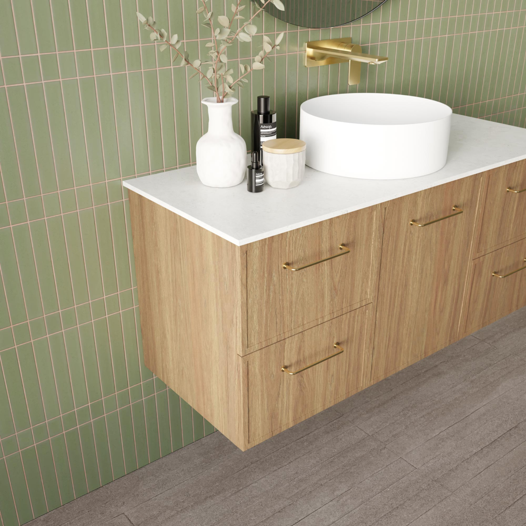 Marquis Hamilton 1200mm Wall Hung Vanity - Prime Oak - Hamilton 5 + Regio Matte Basin