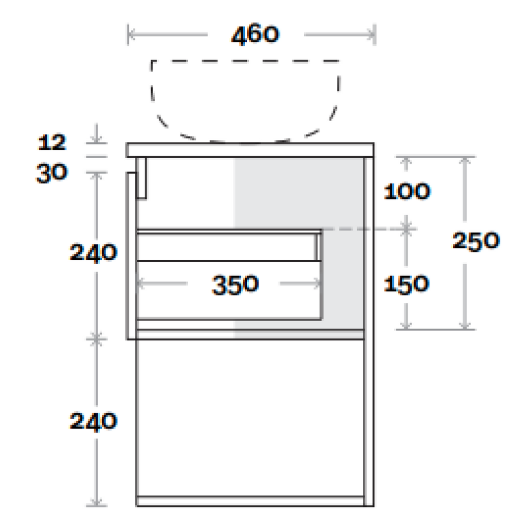 Marquis Oxford 900mm Wall Hung Vanity - Winter Sky - Oxford 3 + Regio Basin