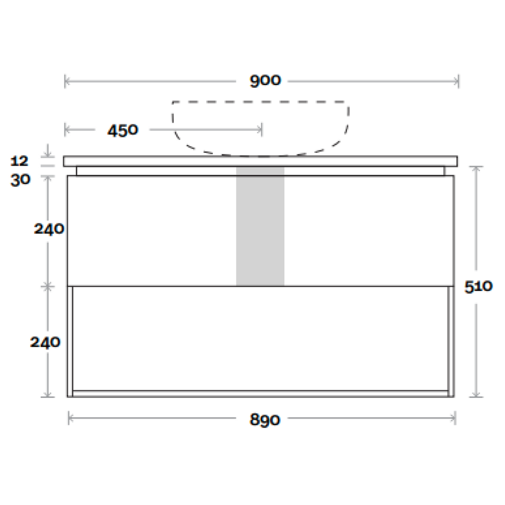 Marquis Oxford 900mm Wall Hung Vanity - Winter Sky - Oxford 3 + Regio Basin