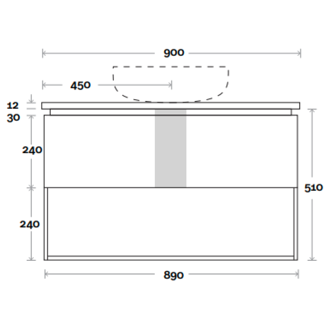 Marquis Oxford 900mm Wall Hung Vanity - Winter Sky - Oxford 3 + Regio Basin
