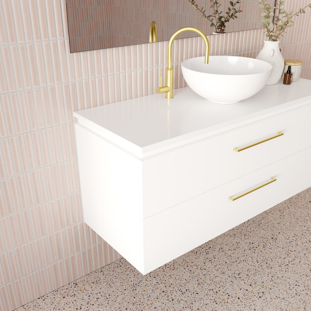 Marquis Riviera 1200mm Wall Hung Vanity - Matte White - Riviera 8S + Liso Matte Basin