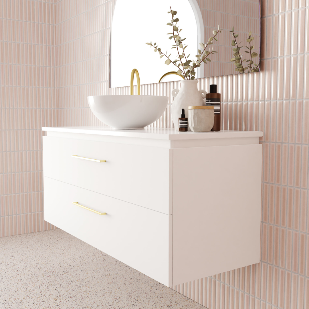 Marquis Riviera 1200mm Wall Hung Vanity - Matte White - Riviera 8S + Liso Matte Basin