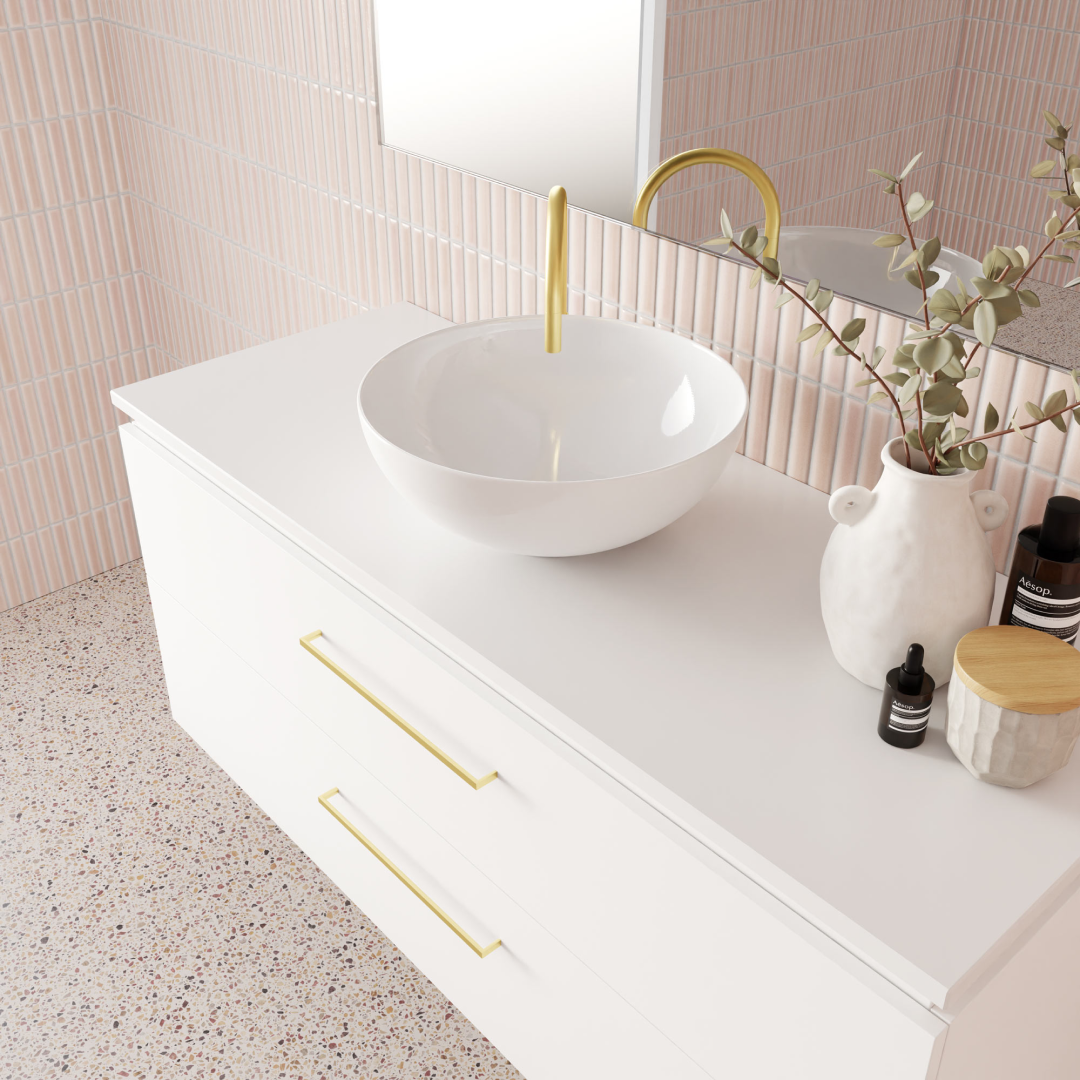 Marquis Riviera 1200mm Wall Hung Vanity - Matte White - Riviera 8S + Liso Matte Basin