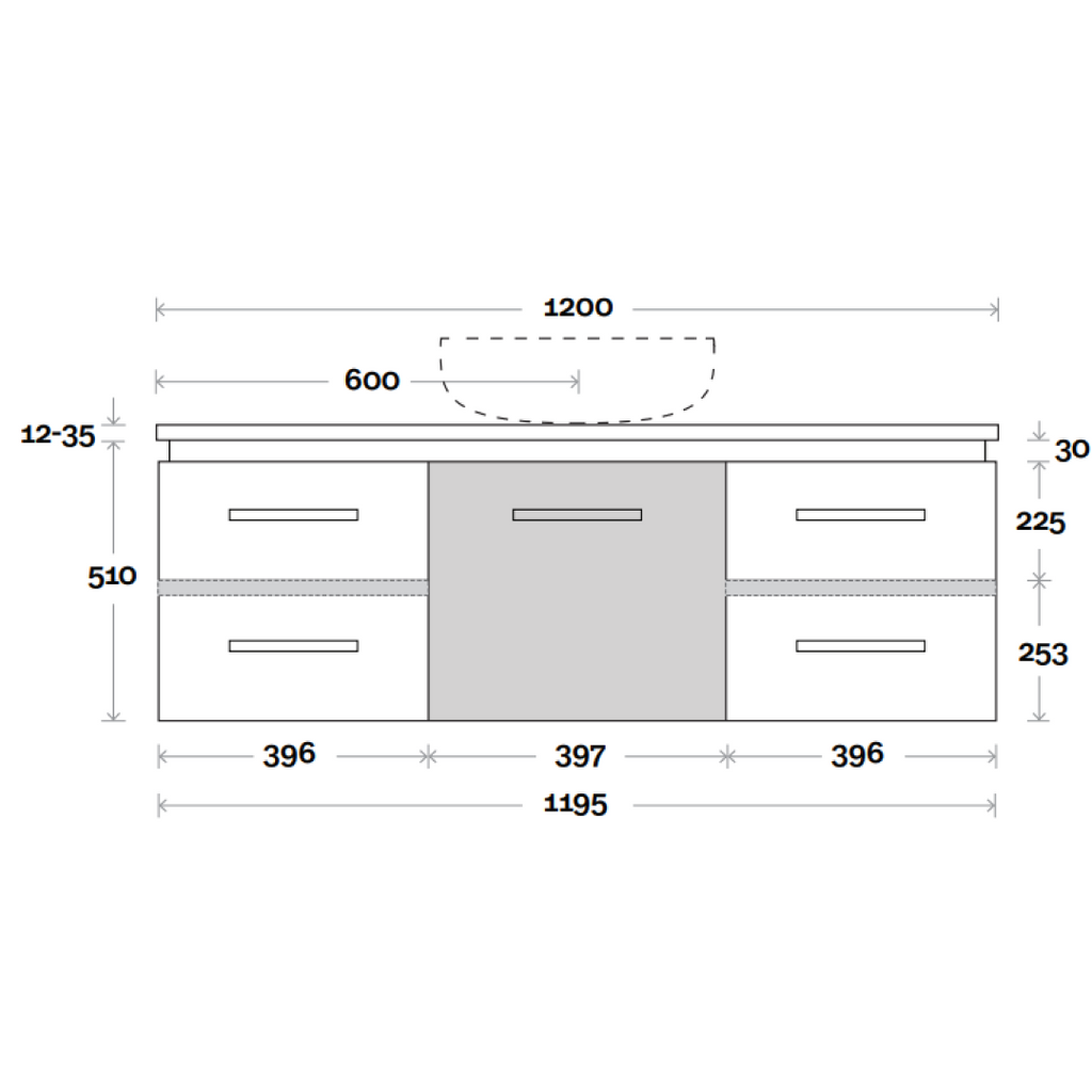 Marquis Riviera 1200mm Wall Hung Vanity - Matte White - Riviera 8S + Liso Matte Basin