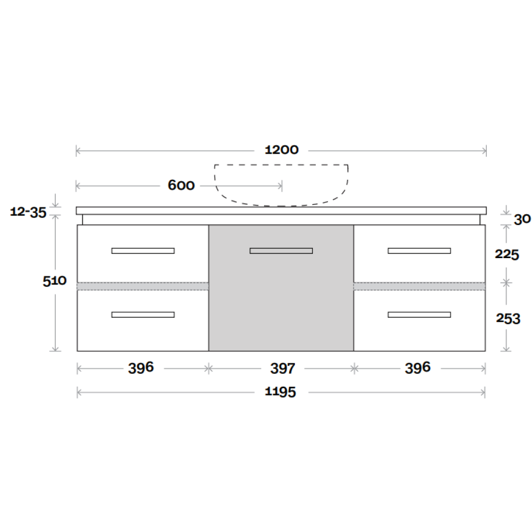 Marquis Riviera 1200mm Wall Hung Vanity - Matte White - Riviera 8S + Liso Matte Basin