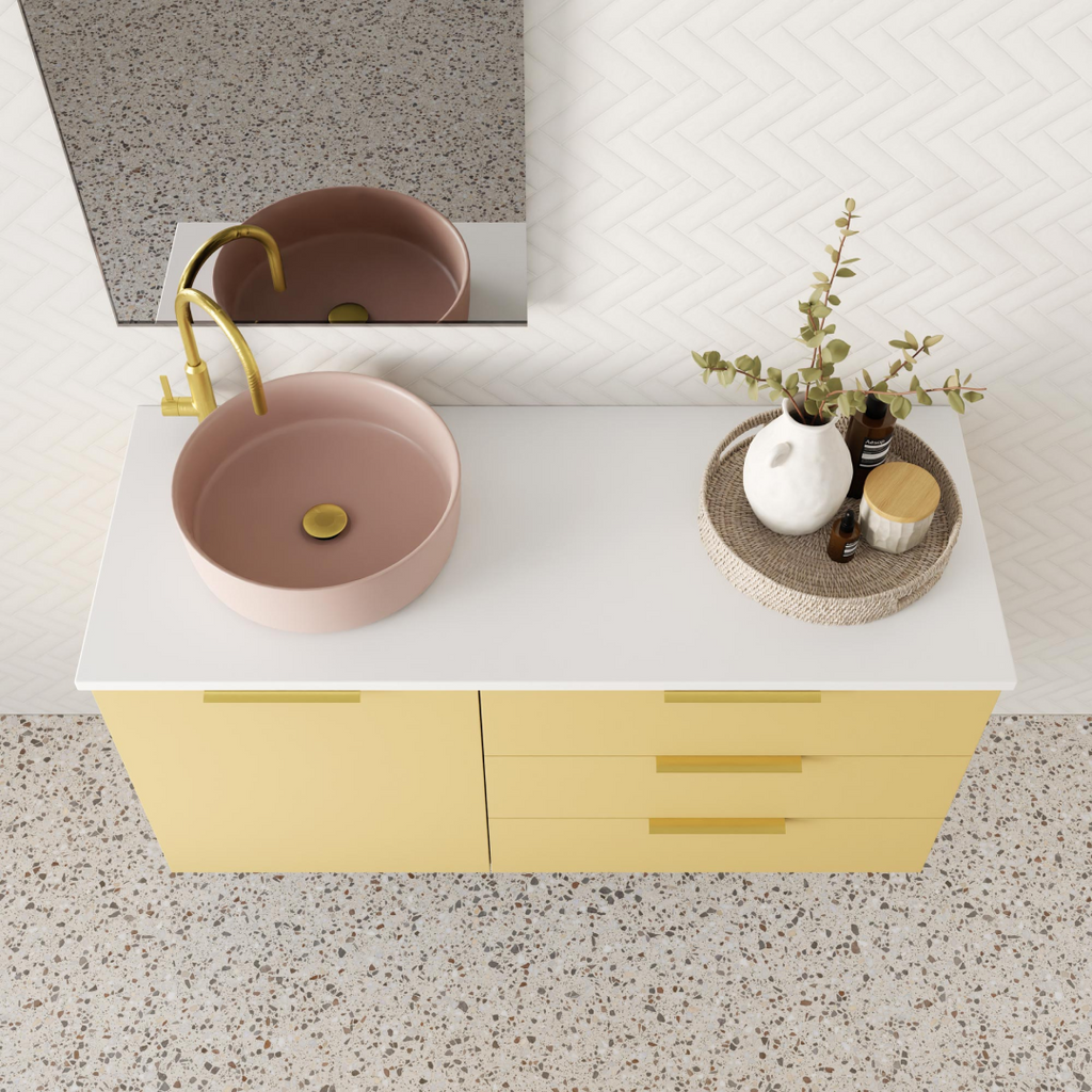 Marquis Shortland 1200mm Wall Hung Vanity - Pale Honey - SHORTLAND 3 + Paco Basin
