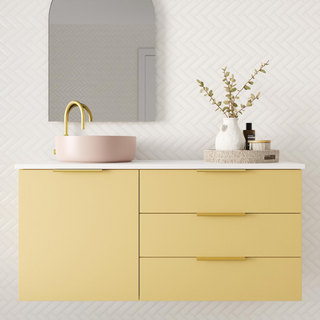 Marquis Shortland 1200mm Wall Hung Vanity - Pale Honey - SHORTLAND 3 + Paco Basin