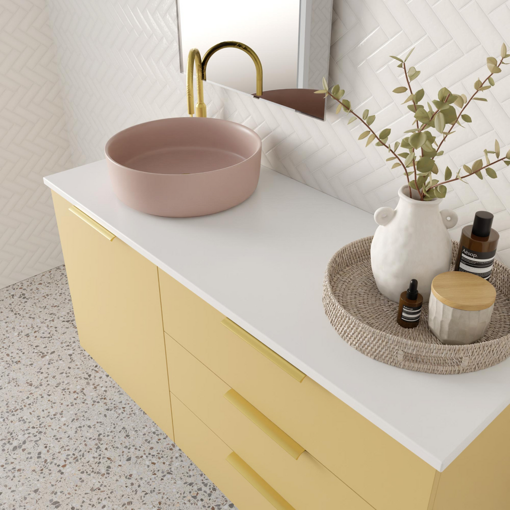Marquis Shortland 1200mm Wall Hung Vanity - Pale Honey - SHORTLAND 3 + Paco Basin