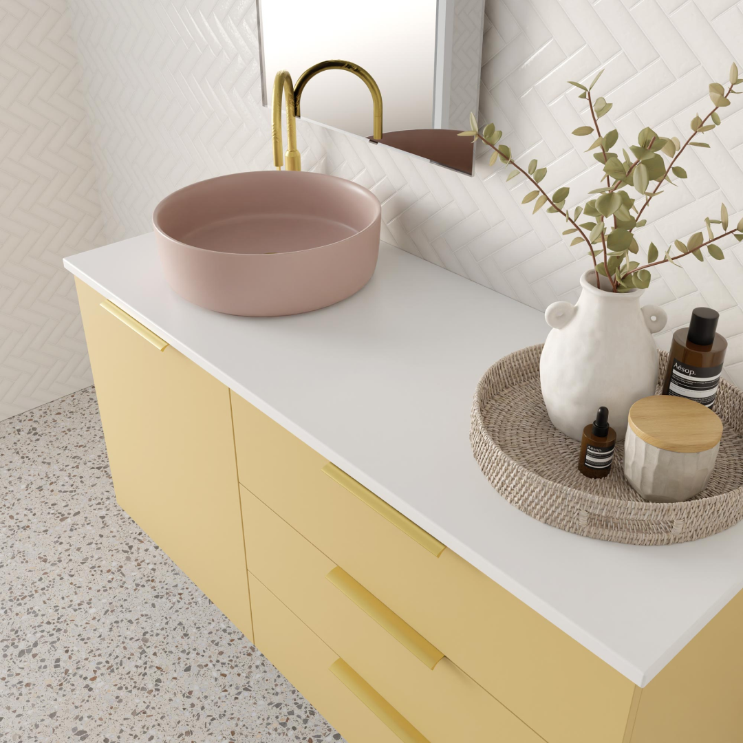 Marquis Shortland 1200mm Wall Hung Vanity - Pale Honey - SHORTLAND 3 + Paco Basin