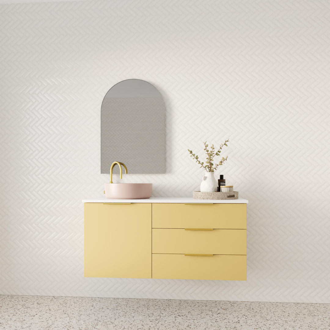 Marquis Shortland 1200mm Wall Hung Vanity - Pale Honey - SHORTLAND 3 + Paco Basin