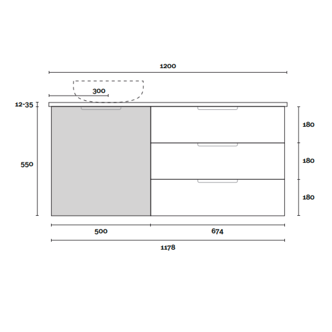 Marquis Shortland 1200mm Wall Hung Vanity - Pale Honey - SHORTLAND 3 + Paco Basin