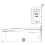 Phoenix Mekko 200mm Wall Basin Spout - LF Brushed Carbon - 115-7610-31-1