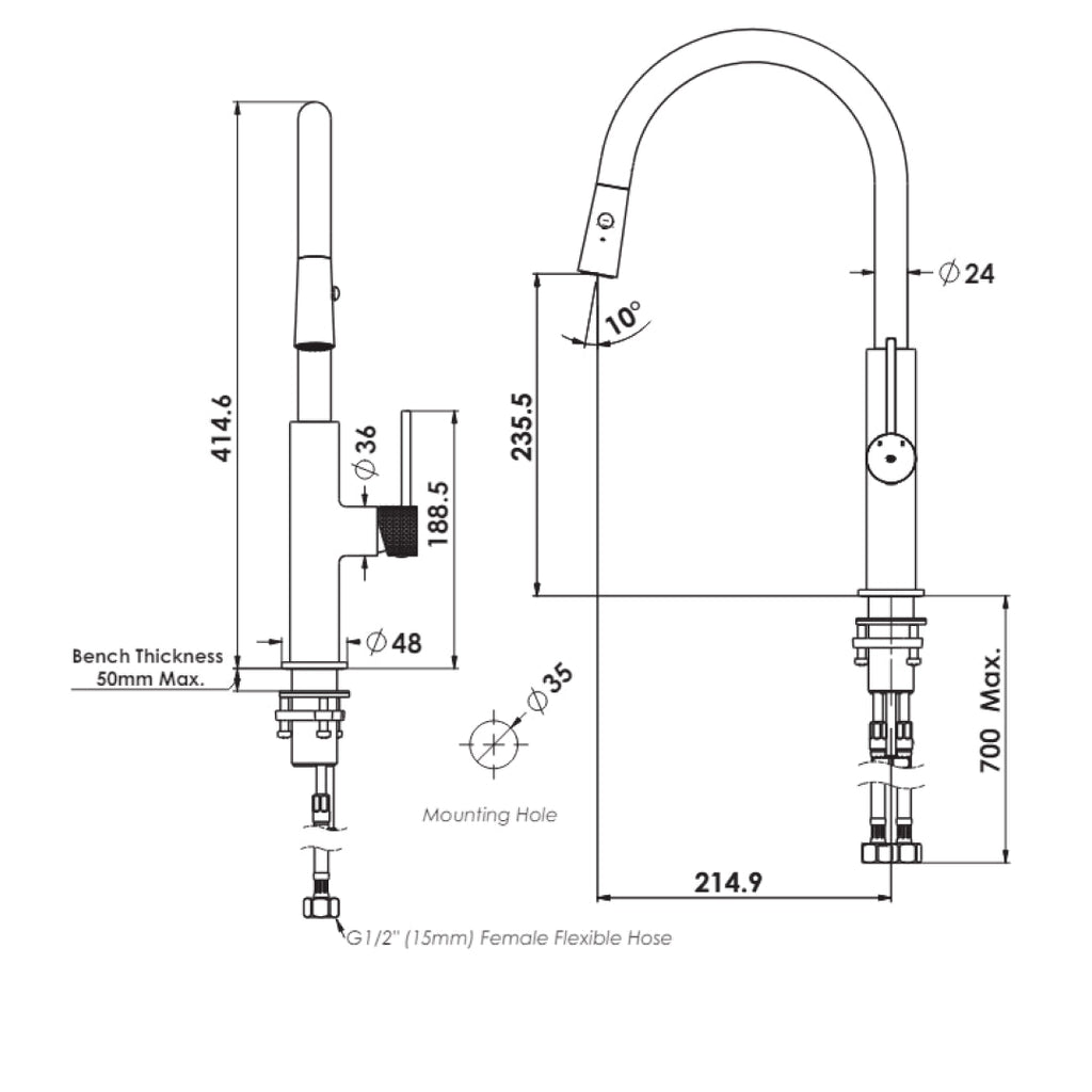 Greens Mika Pull-Down Sink Mixer - Brushed Brass - LF21212542BB