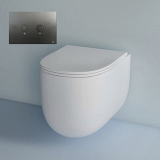 Studio Bagno Milady Wall Hung Matte White Pan Including Pneumatic Expert Evo Low Level Under Bench Cistern & Matte Black Button - MIL003/MW + 721706/PN + OL0878490