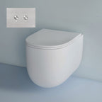 Studio Bagno Milady Wall Hung Matte White Pan Including Pneumatic Expert Evo Low Level Under Bench Cistern & Brushed Stainless Steel Button - MIL003/MW + 721706/PN + OL093399