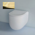 Studio Bagno Milady Wall Hung Matte White Toilet Including Mechanical Expert Evo Low Level Under Bench Cistern & Gold Button - MIL003/MW + 721706/MC + OL154962